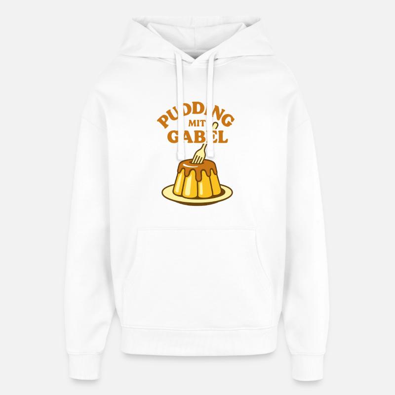 Pudding with fork - Oversized Unisex Hoodie by Stanley/Stella - white