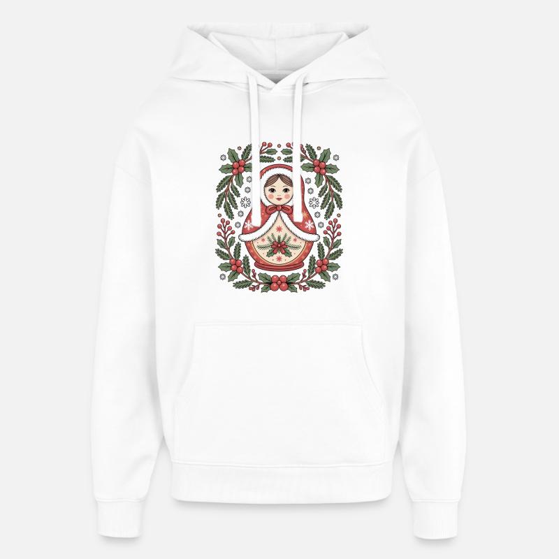 Poupée de Noël matriochka - Sweat à capuche unisexe Stanley/Stella Oversized - blanc