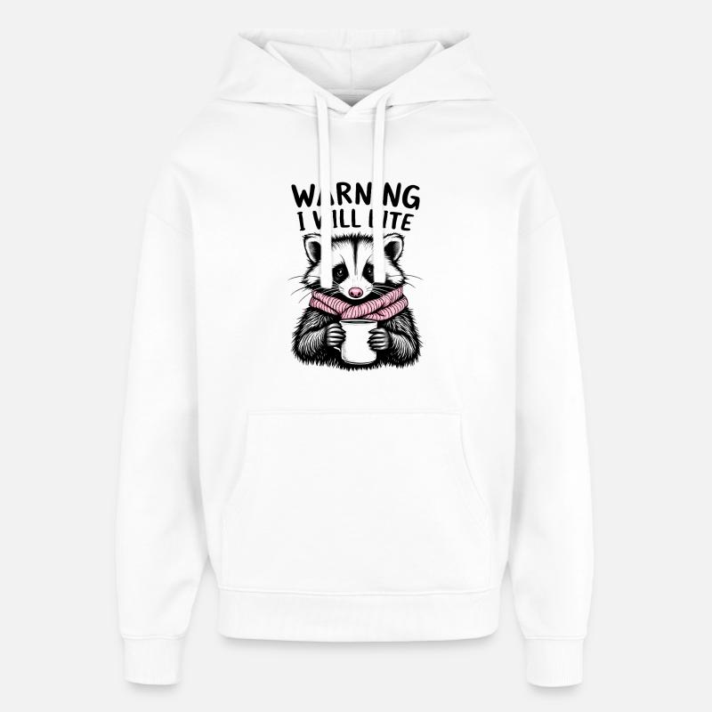 Raton laveur avec écharpe rose - Sweat à capuche unisexe Stanley/Stella Oversized - blanc