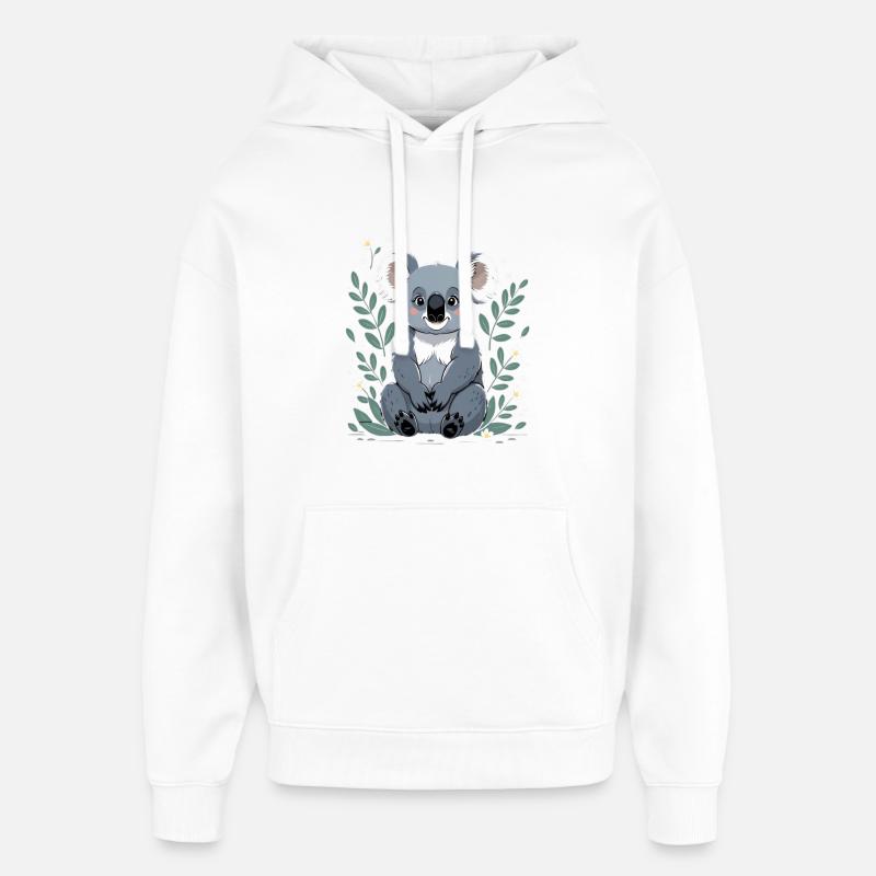 Small koala in a leaf frame - Oversized Unisex Hoodie by Stanley/Stella - white