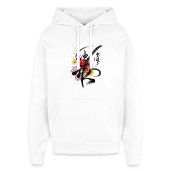 Widerstandsfähigkeit Japan Kalligraphie Blumen - Oversized Unisex Hoodie von Stanley/Stella - Weiß - Vorne - AI Model Female 172 light (172cm) & AI Model Male 185 light (185cm)