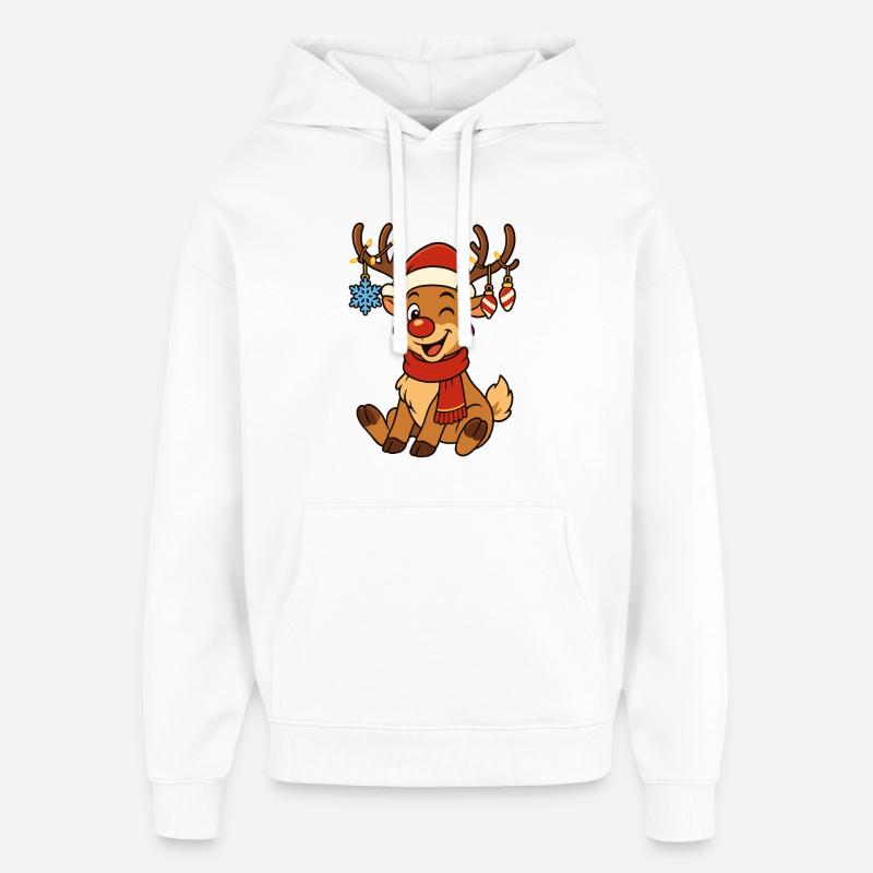 Cadeau de renne drôle de Noël - Sweat à capuche unisexe Stanley/Stella Oversized - blanc