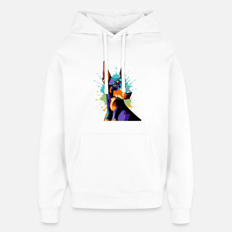 Explosion de couleurs Doberman - Sweat à capuche unisexe Stanley/Stella Oversized - blanc