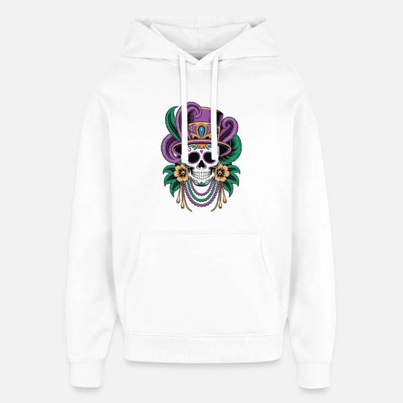 Chemise Mardi Gras Skull Mask - Sweat à capuche unisexe Stanley/Stella Oversized - blanc