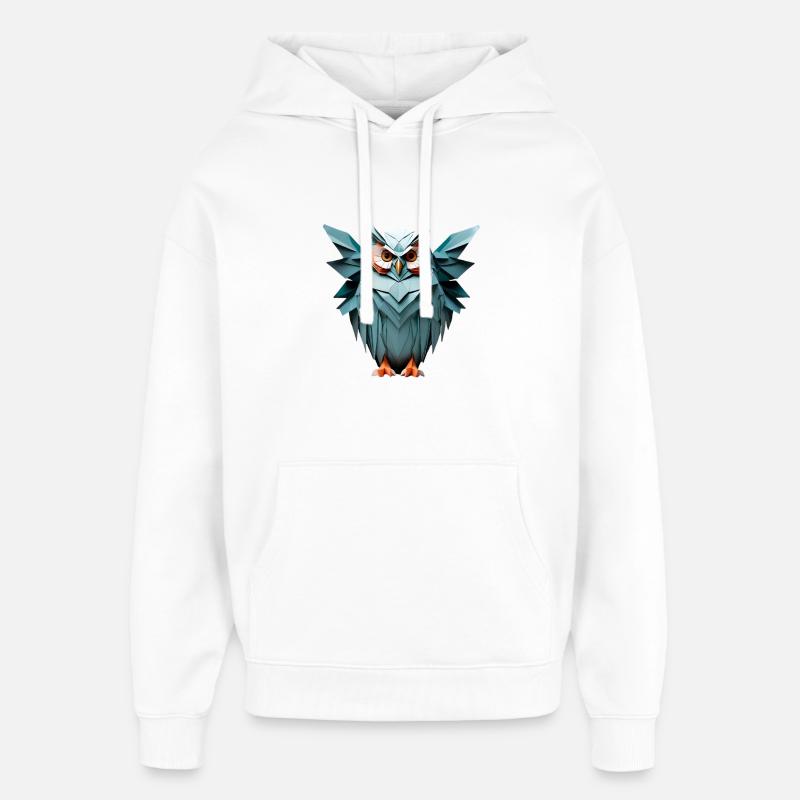 Bleu Low-Poly Owl Design - Sweat à capuche unisexe Stanley/Stella Oversized - blanc