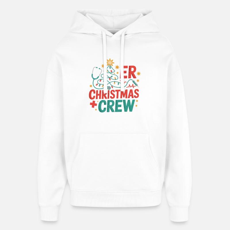 Équipe de Noël des urgences - Sweat à capuche unisexe Stanley/Stella Oversized - blanc
