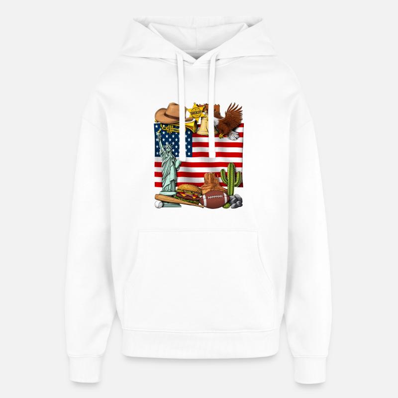 Drapeau des États-Unis - Sweat à capuche unisexe Stanley/Stella Oversized - blanc