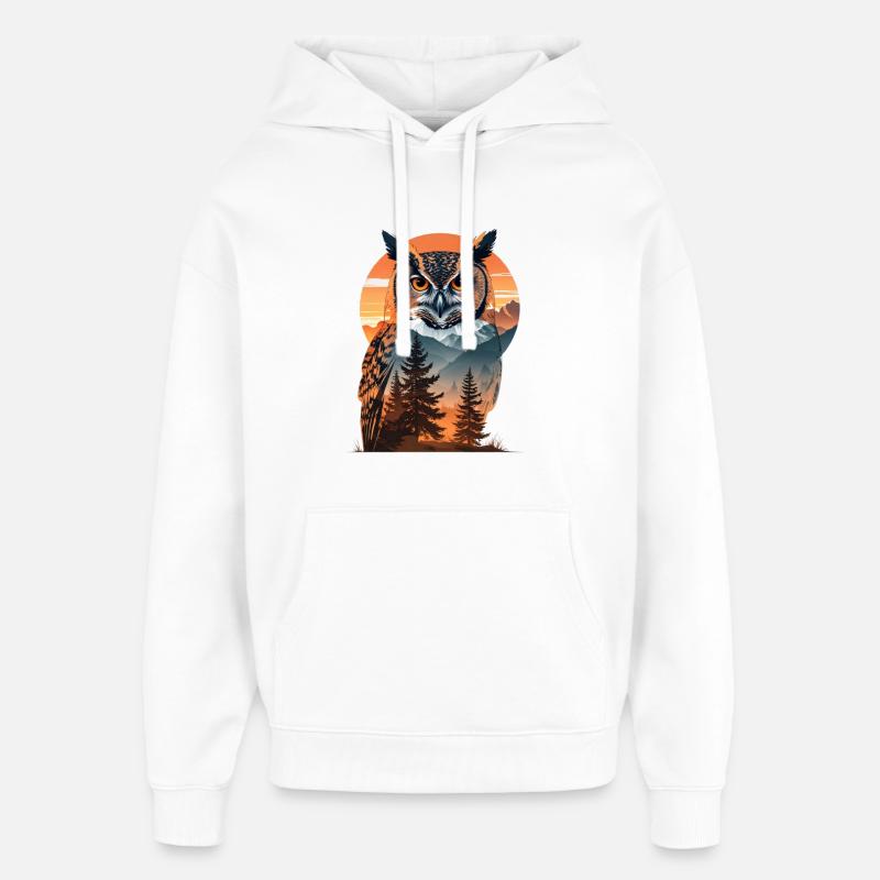 Weise Eule im Abendlicht - Oversized Unisex Hoodie von Stanley/Stella - Weiß
