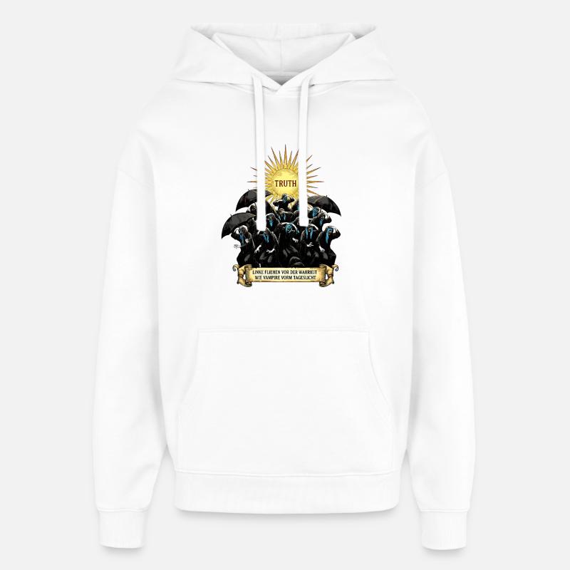 Les vampires évitent la satire légère - Sweat à capuche unisexe Stanley/Stella Oversized - blanc