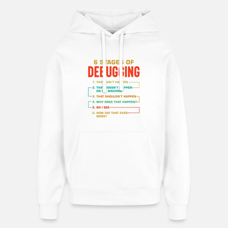 6 étapes du débogage - Sweat à capuche unisexe Stanley/Stella Oversized - blanc