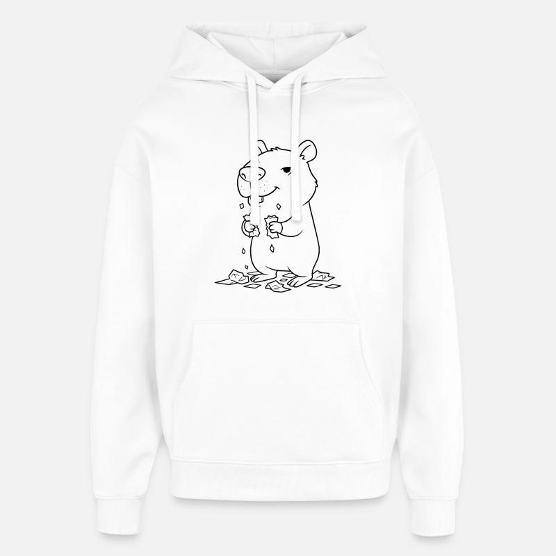 Capybara eats homework - Oversized Unisex Hoodie by Stanley/Stella - white