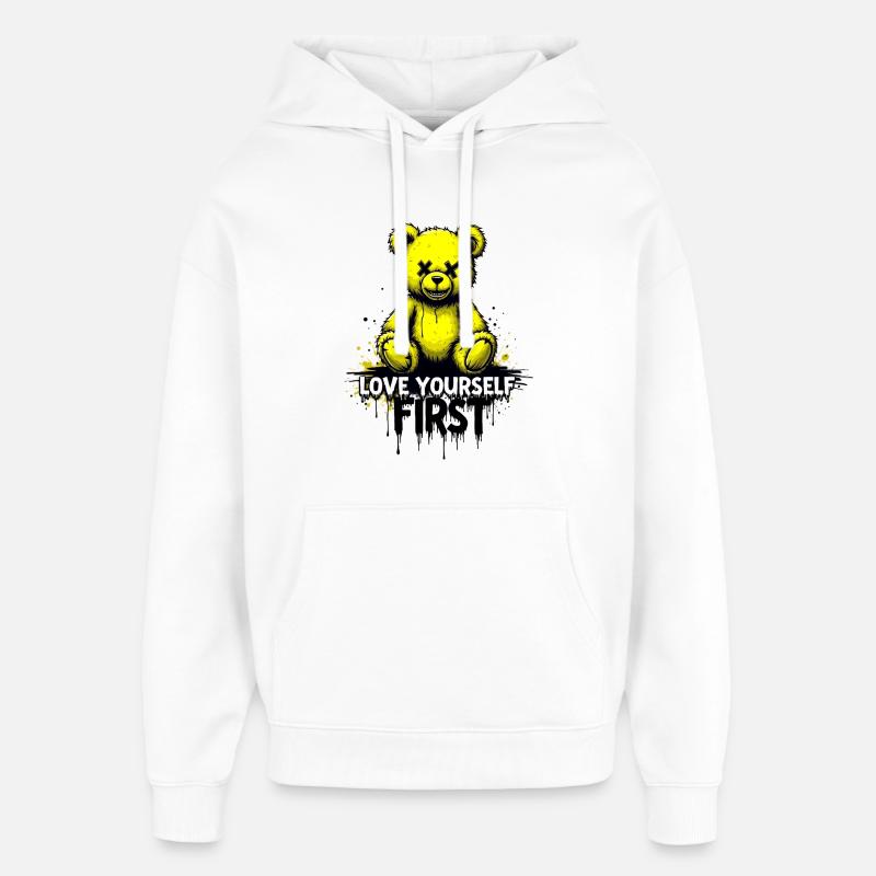 Love Yourself First Teddybär Graffiti - Oversized Unisex Hoodie von Stanley/Stella - Weiß