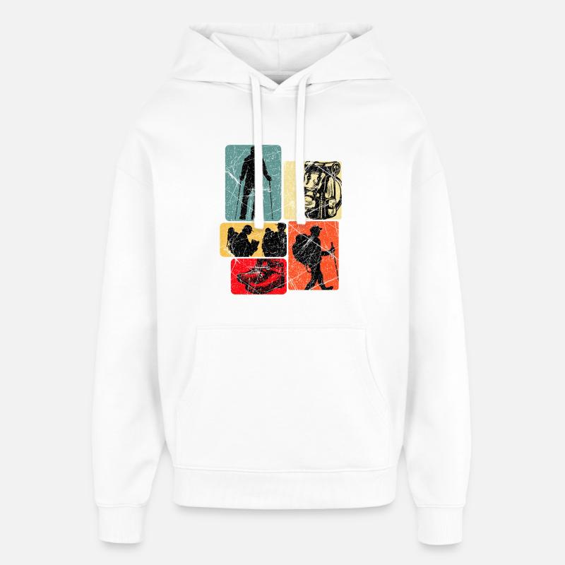 Collage de sentiers de randonnée - Sweat à capuche unisexe Stanley/Stella Oversized - blanc