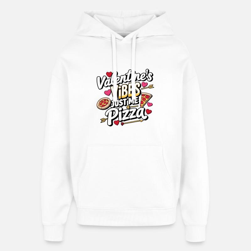 Love de la Saint-Valentin Pizza Vibrations - Sweat à capuche unisexe Stanley/Stella Oversized - blanc