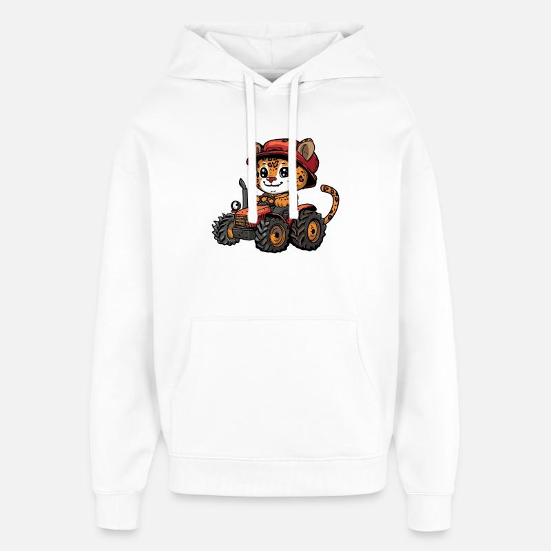 Leopard Traktor Farmer - Oversized Unisex Hoodie von Stanley/Stella - Weiß
