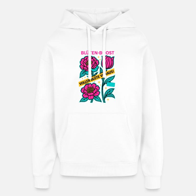 Blossom Boost, Spring Power, Blossom Ahead - Oversized Unisex Hoodie by Stanley/Stella - white