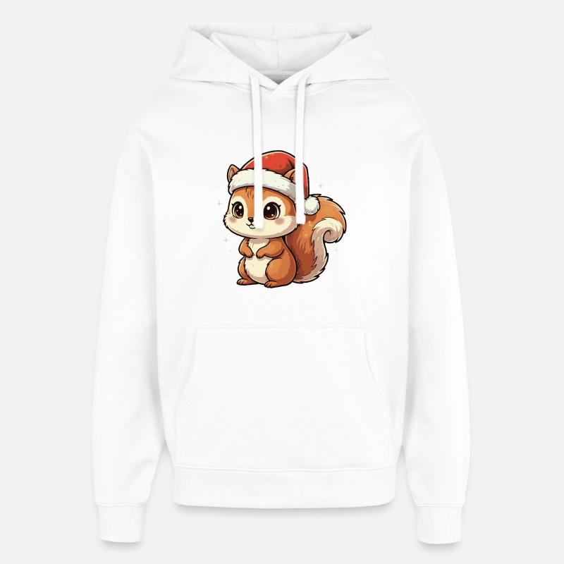Weihnachts Eichhörnchen mit Santa Hut - Oversized Unisex Hoodie von Stanley/Stella - Weiß