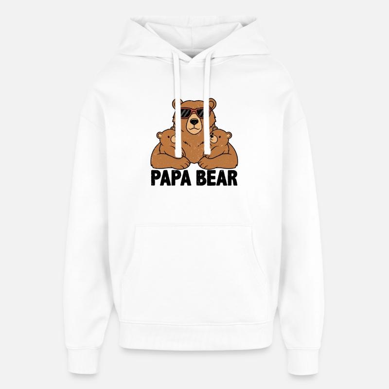 Papa Ours - Sweat à capuche unisexe Stanley/Stella Oversized - blanc