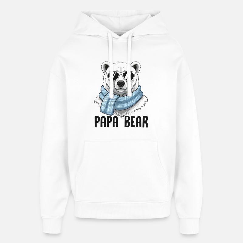 Papa Ours - Sweat à capuche unisexe Stanley/Stella Oversized - blanc