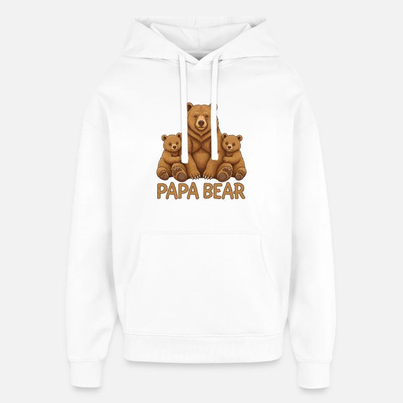 Papa Ours - Sweat à capuche unisexe Stanley/Stella Oversized - blanc