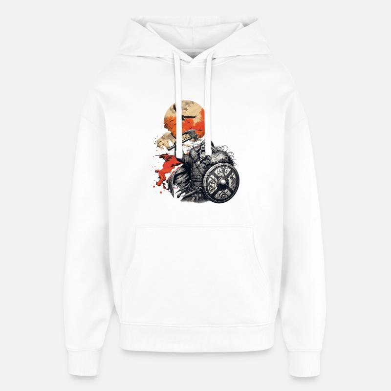 Guerrier viking avec hache et bouclier - Sweat à capuche unisexe Stanley/Stella Oversized - blanc