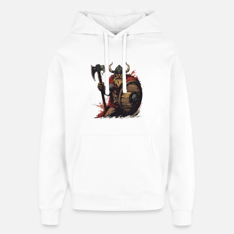 Wikinger Krieger mit Axt und Schild - Oversized Unisex Hoodie von Stanley/Stella - Weiß