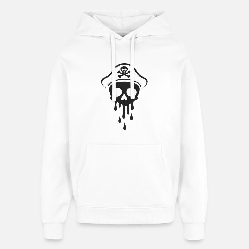 Melting Captain Skull Skull Captain Hat - Oversized Unisex Hoodie by Stanley/Stella - white