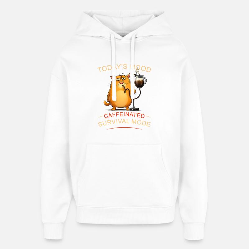 Chat du café en mode survie - Sweat à capuche unisexe Stanley/Stella Oversized - blanc