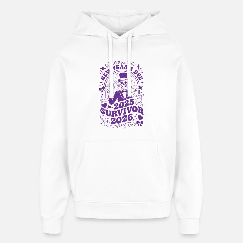 Silvester 2025 Überlebender 2026 Mitternachtsmagie - Oversized Unisex Hoodie von Stanley/Stella - Weiß