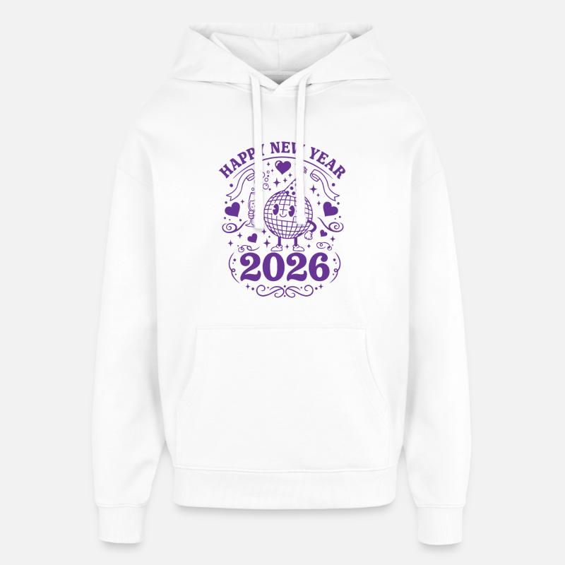 Joyeuse Année 2026 Célébration Globe Festive - Sweat à capuche unisexe Stanley/Stella Oversized - blanc