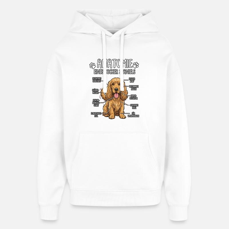 Cocker Spaniel : La vraie anatomie - Sweat à capuche unisexe Stanley/Stella Oversized - blanc