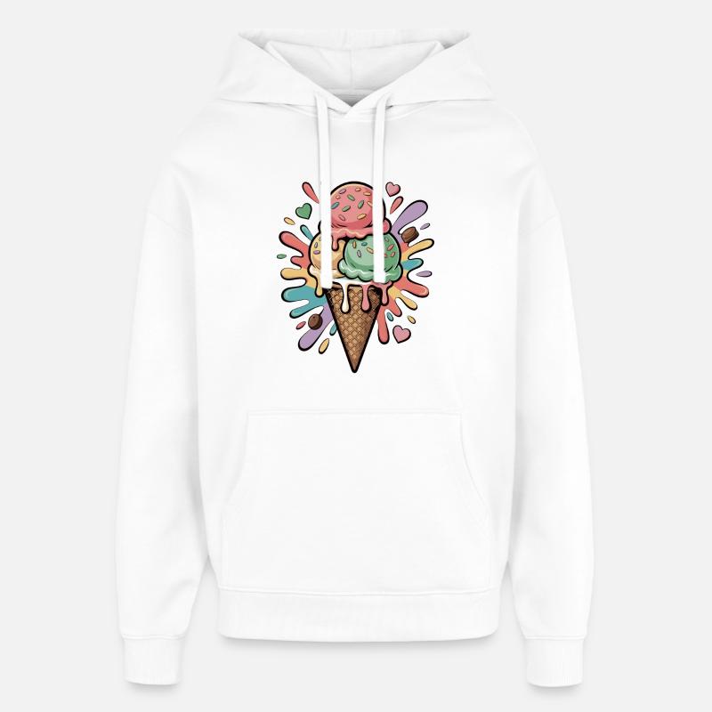 Bunte Eiscreme Explosion - Oversized Unisex Hoodie von Stanley/Stella - Weiß