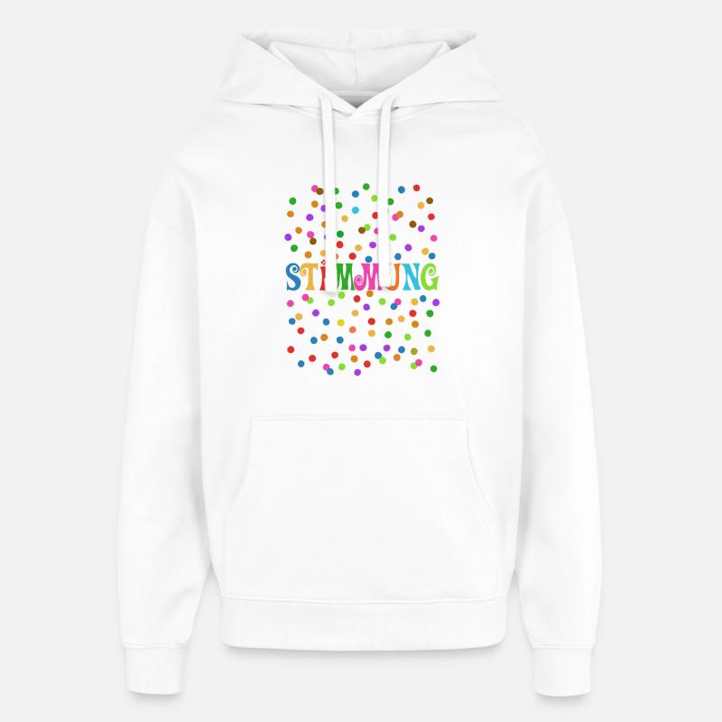 Carnaval - Carnaval - Atmosphère - Confettis - Sweat à capuche unisexe Stanley/Stella Oversized - blanc