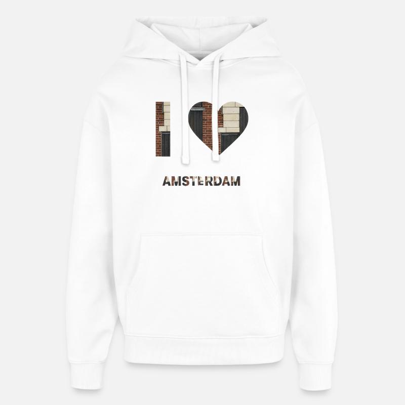 Amsterdam Brick Heart Emblem Tee - Oversized Unisex Hoodie von Stanley/Stella - Weiß