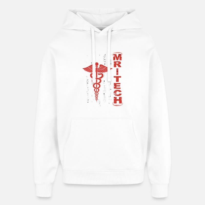 Drapeau Caducée rouge de MedTech - Sweat à capuche unisexe Stanley/Stella Oversized - blanc