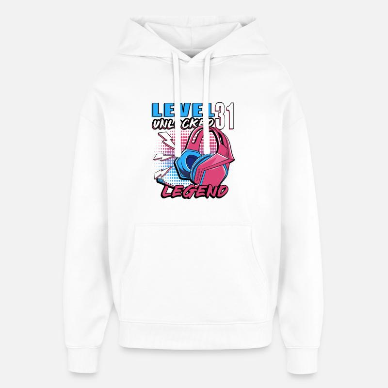 Casque néon niveau 31 débloqué - Sweat à capuche unisexe Stanley/Stella Oversized - blanc