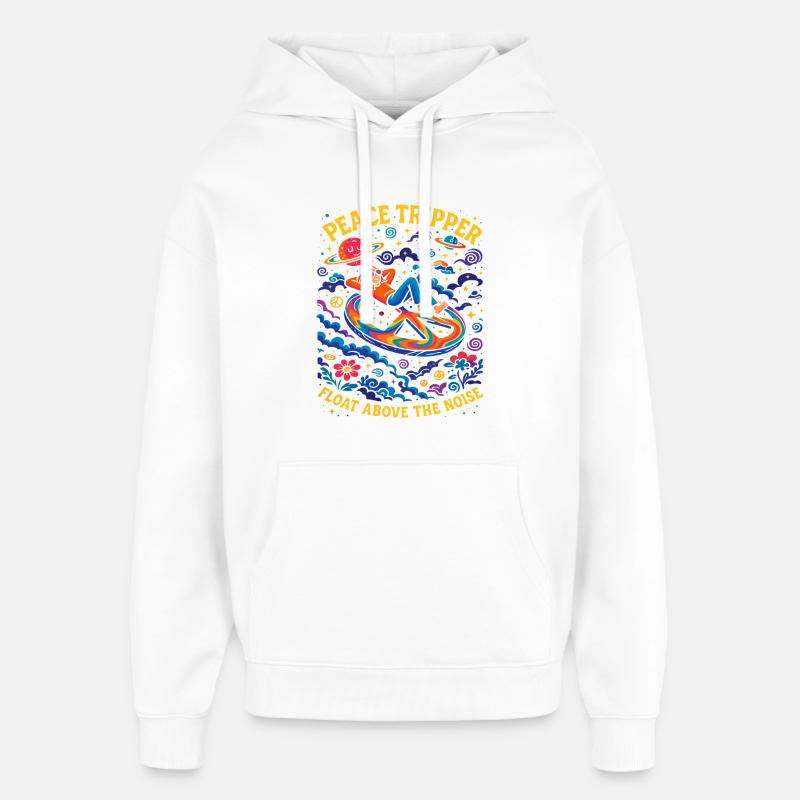 Chemise psychédélique de paix, Cosmic Chill - Sweat à capuche unisexe Stanley/Stella Oversized - blanc