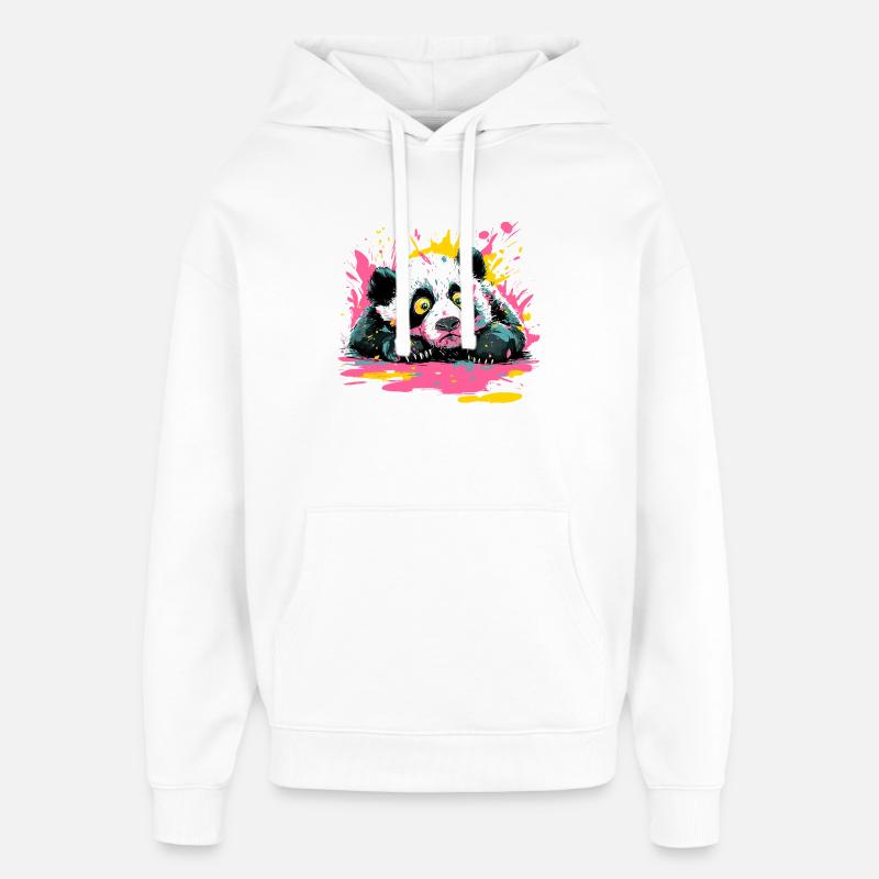 Panda Splash Pop-Art Farbspritzer - Oversized Unisex Hoodie von Stanley/Stella - Weiß
