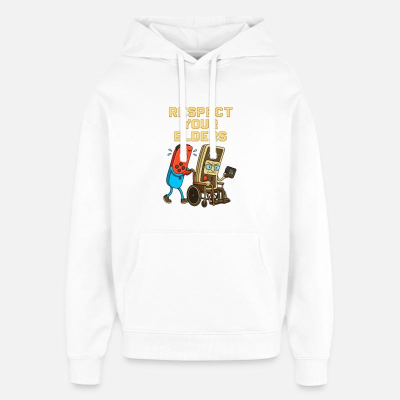 Respect Your Elders Gaming Control Rétro - Sweat à capuche unisexe Stanley/Stella Oversized - blanc