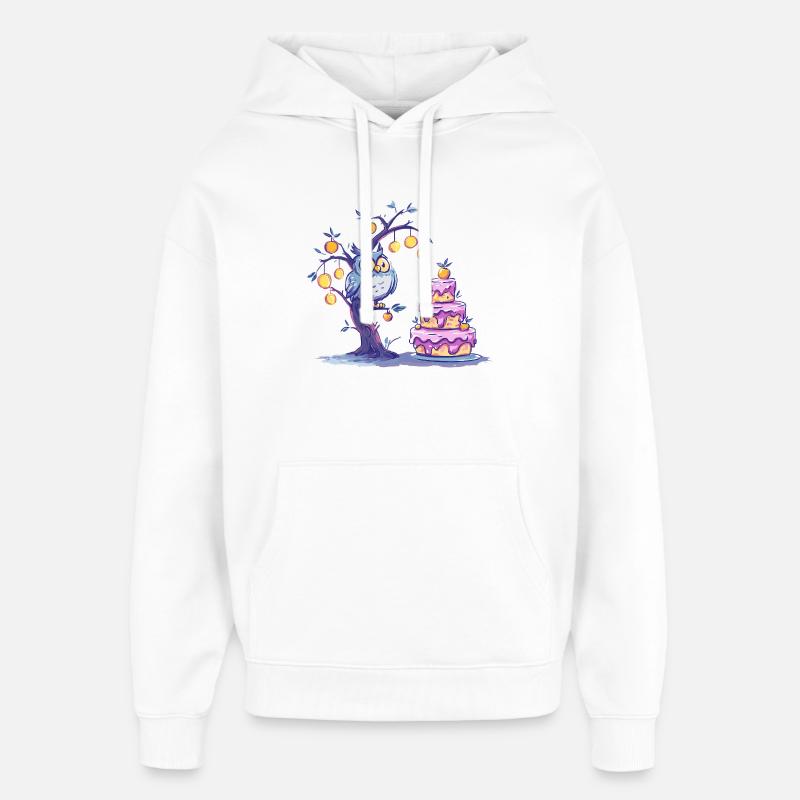 Gâteau de l’Arbre Noctambule - Sweat à capuche unisexe Stanley/Stella Oversized - blanc