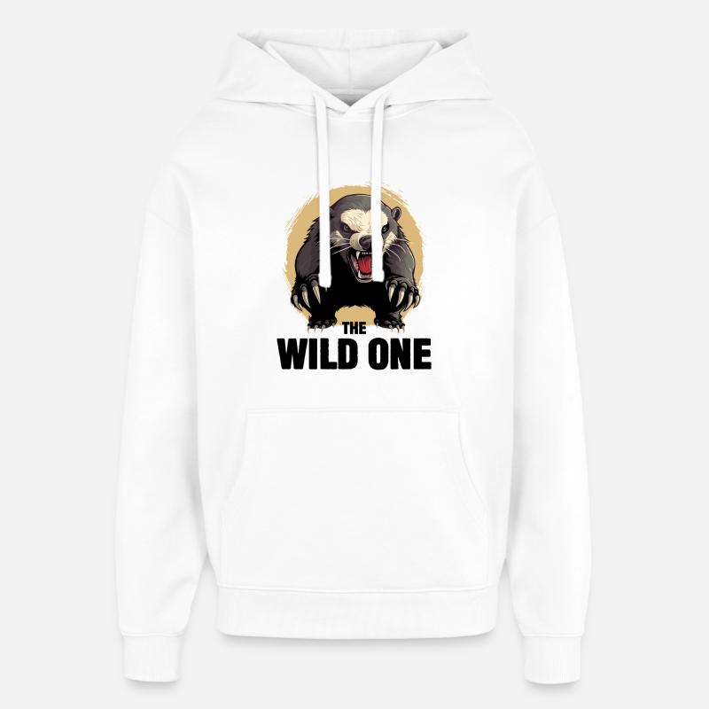 Honey Badger le Sauvage - Sweat à capuche unisexe Stanley/Stella Oversized - blanc