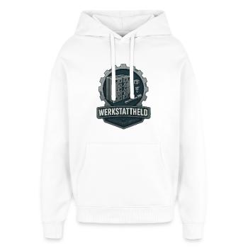 Werkstattheld, Werkzeugbau Profi - Sweat à capuche unisexe Stanley/Stella Oversized - blanc - Devant - AI Model Female 172 light (172cm) & AI Model Male 185 light (185cm)