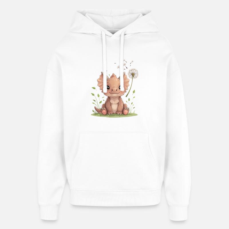 Garçon dragon câlin dans l’herbe - Sweat à capuche unisexe Stanley/Stella Oversized - blanc