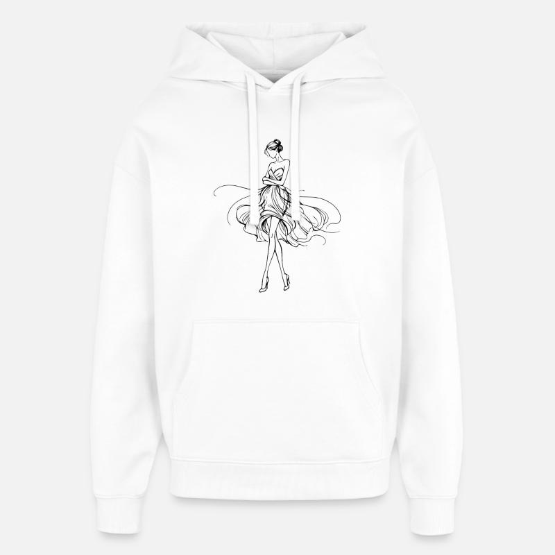 Silhouette en robe fluide - Sweat à capuche unisexe Stanley/Stella Oversized - blanc