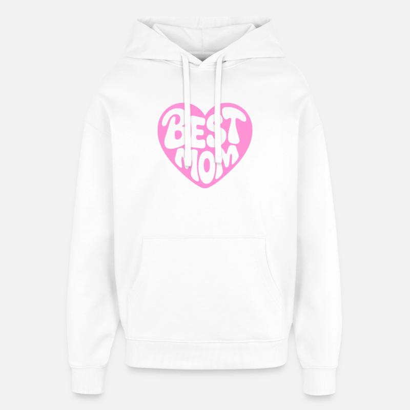 Meilleur design de cœur de maman - Sweat à capuche unisexe Stanley/Stella Oversized - blanc