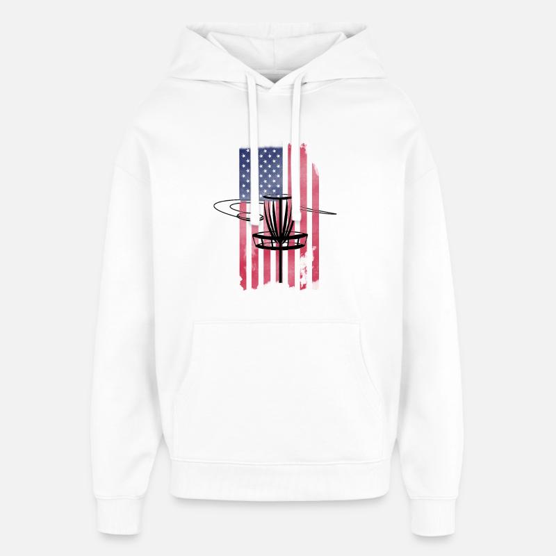Drapeau Disc Golf USA - Sweat à capuche unisexe Stanley/Stella Oversized - blanc