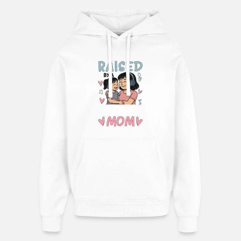 Élevée par une maman K-Pop - Sweat à capuche unisexe Stanley/Stella Oversized - blanc