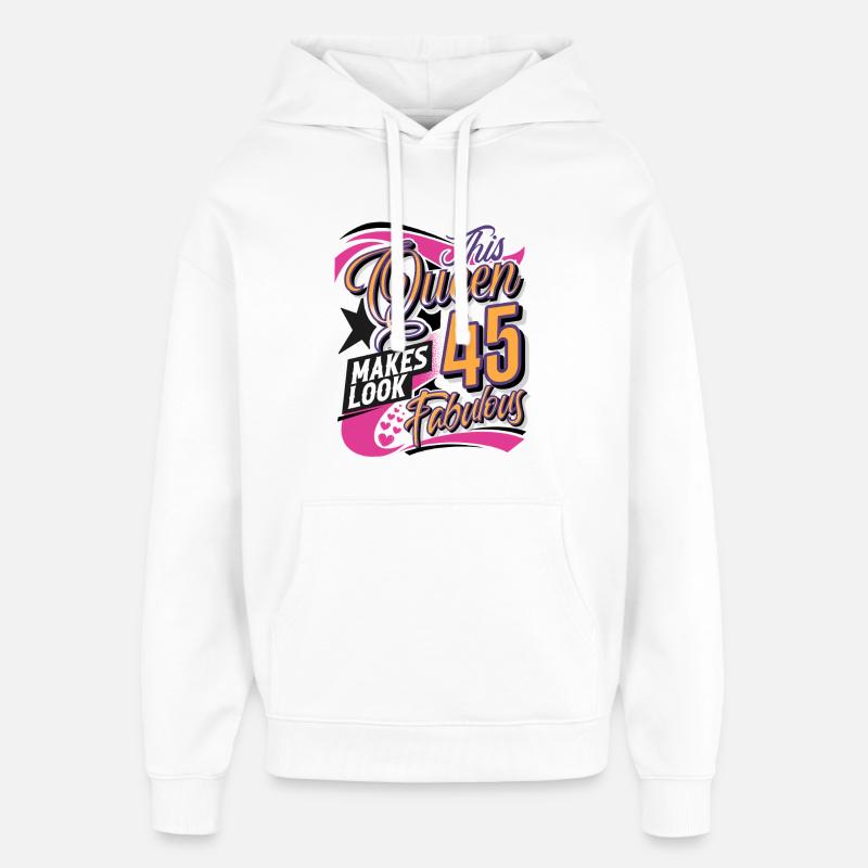 Reine du 45e anniversaire - Sweat à capuche unisexe Stanley/Stella Oversized - blanc