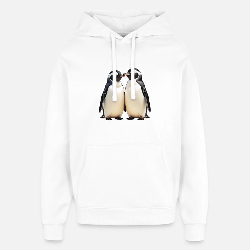 Duo de manchots câlins en vue - Sweat à capuche unisexe Stanley/Stella Oversized - blanc