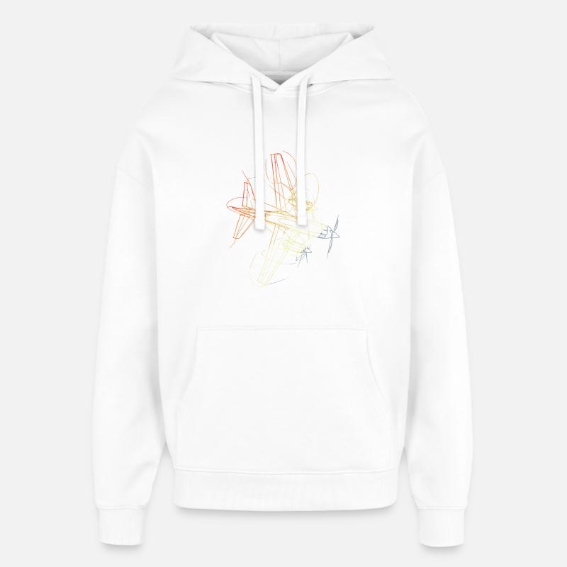 Dessin rétro d’avion - Sweat à capuche unisexe Stanley/Stella Oversized - blanc